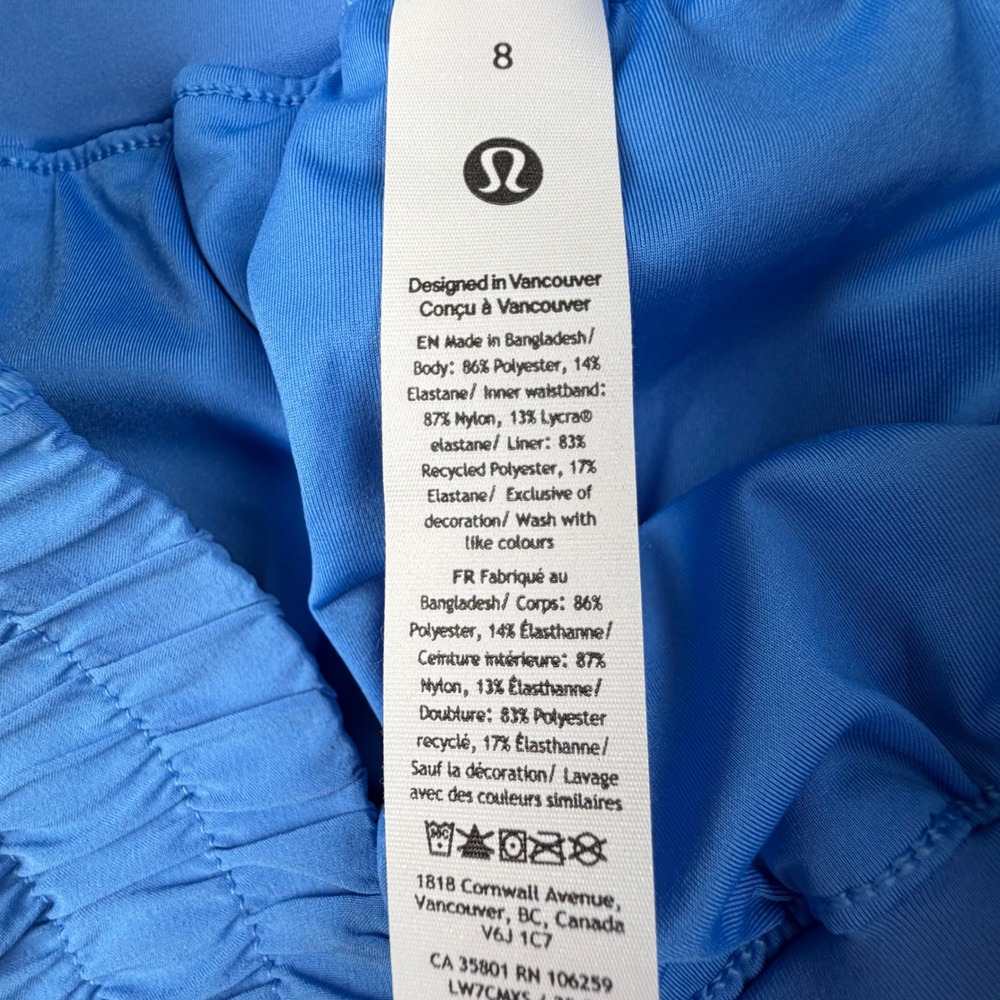 Lululemon Track That Mid-Rise Lined Short 5 Blue Running Shorts LW7CMYS Size 8 - Picture 5 of 8